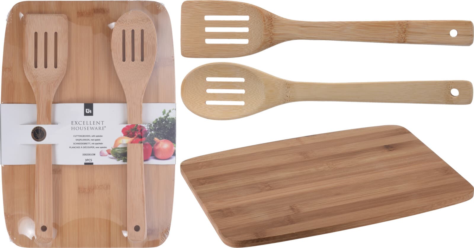 Дъска за рязане с две шпатули Bamboo 33х23 см