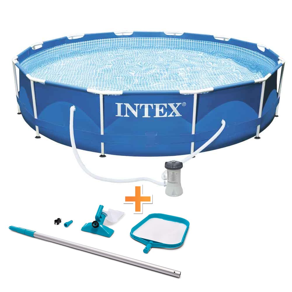 Басейн с метална рамка и филтърна помпа Intex 28202 / 305х76см + комплект за почистване