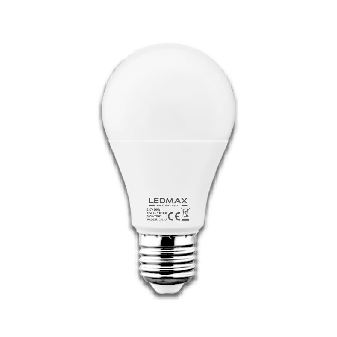 LED крушка LEDMax Е27 12W 3000K A60 CE/EMC