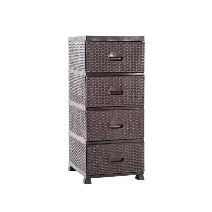 Шкаф с четири чекмеджета Rattan кафяв