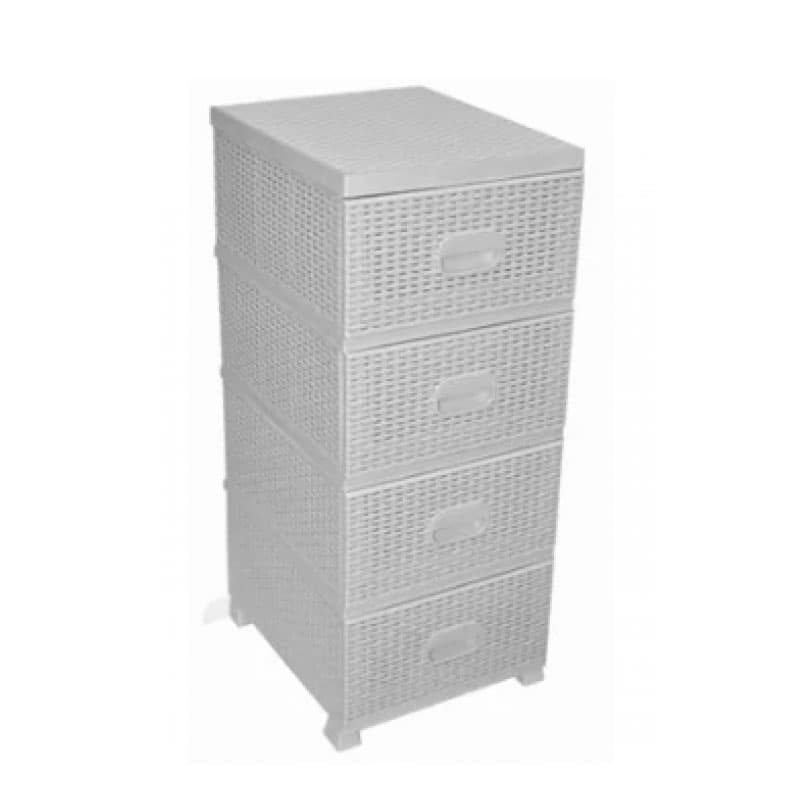 ПВЦ шкаф с чекмеджета Rattan White бял