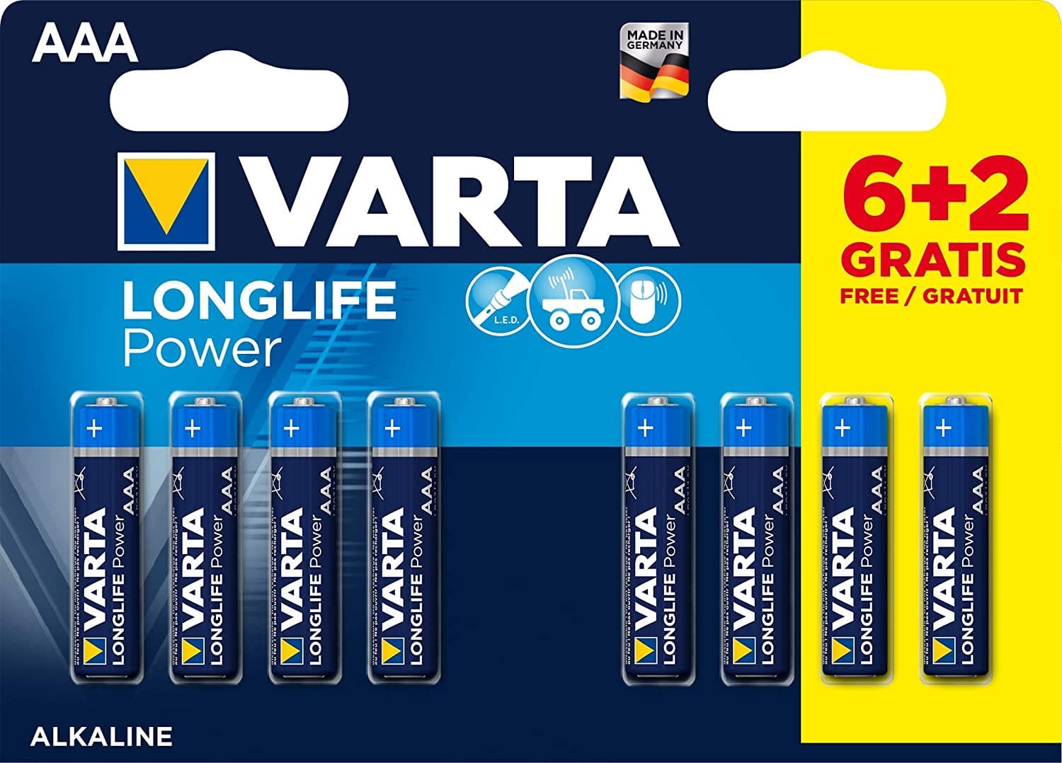 Алкални батерии Varta Helps Power AAA блистер 6+2 броя