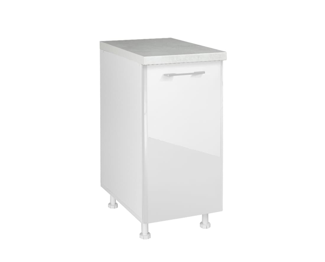 Долен шкаф с една врата и рафт Matis D40 Бял гланц