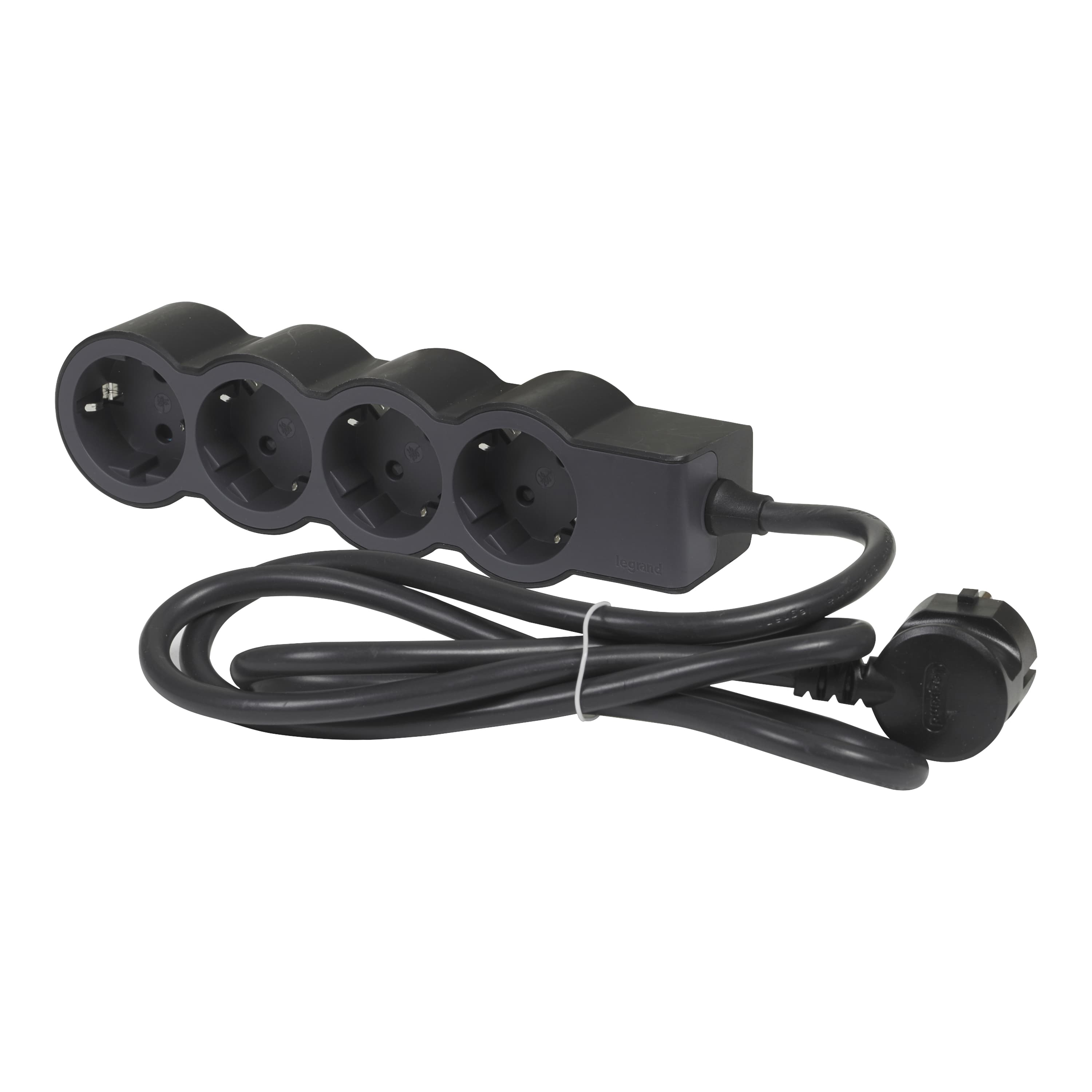 Разклонител Standard Legrand черен 4x2P+E с кабел 1.5 метра / 1.5mm2 