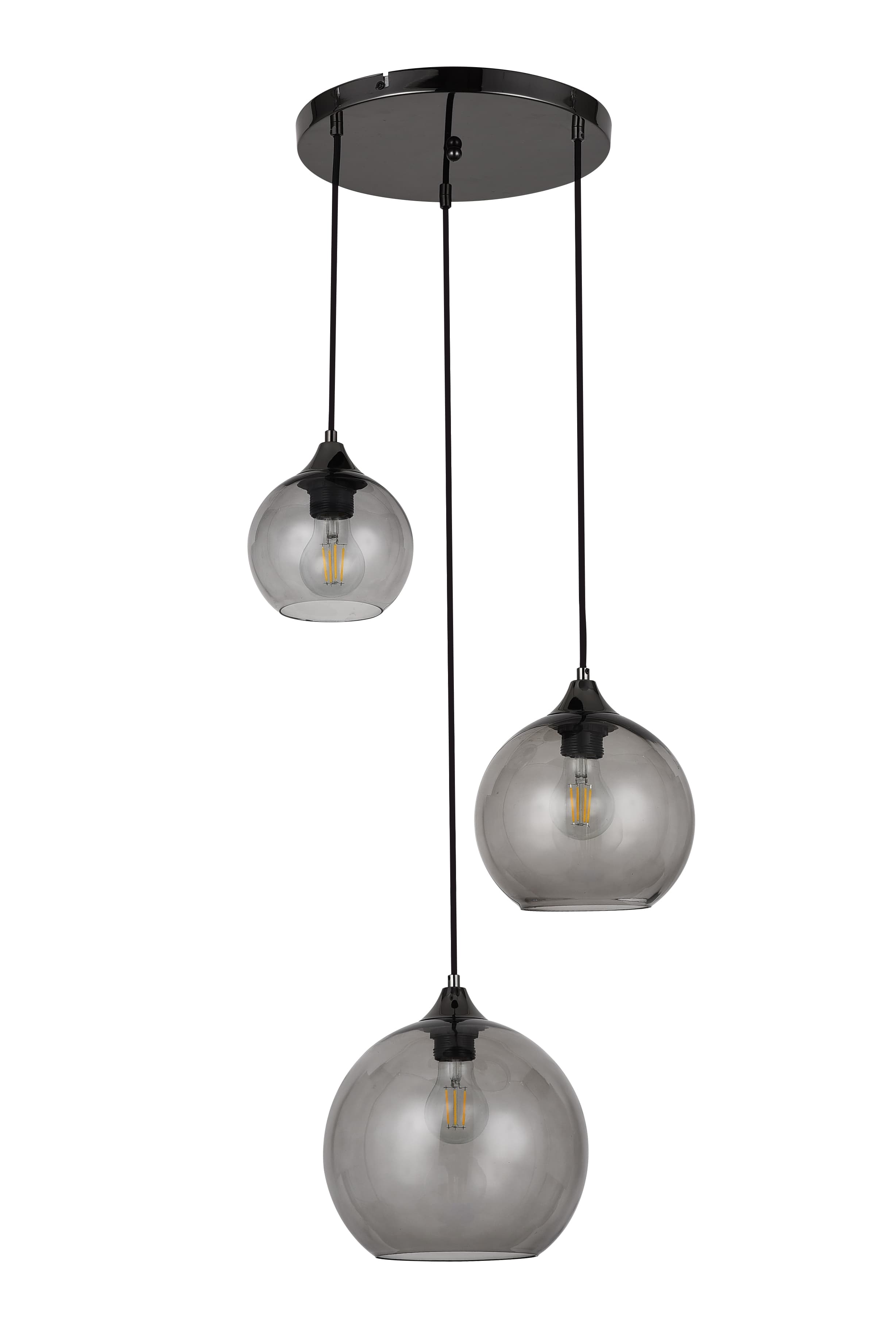 Пендел Rabalux Tanesha E27 3x40W черен/опушено стъкло