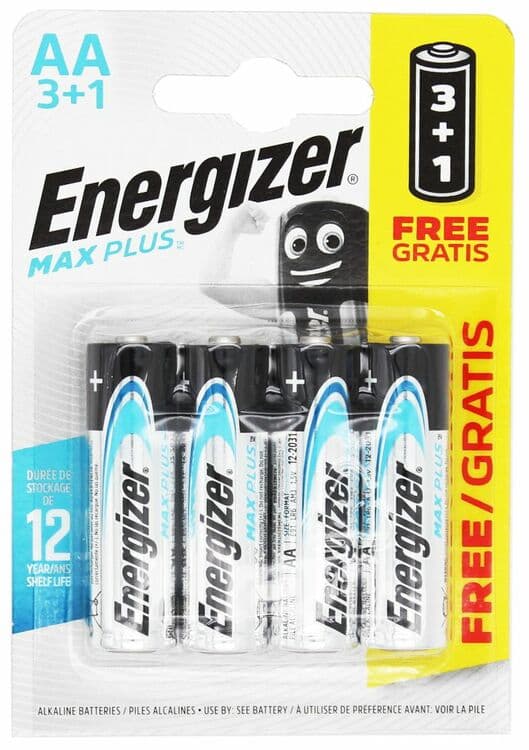 Алкална батерия Energizer Max Plus LR6 AA блистер 3+1 броя