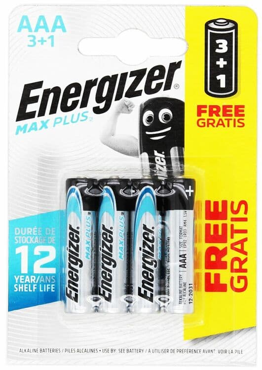 Алкална батерия Energizer Max Plus LR03 AAA блистер 3+1 броя