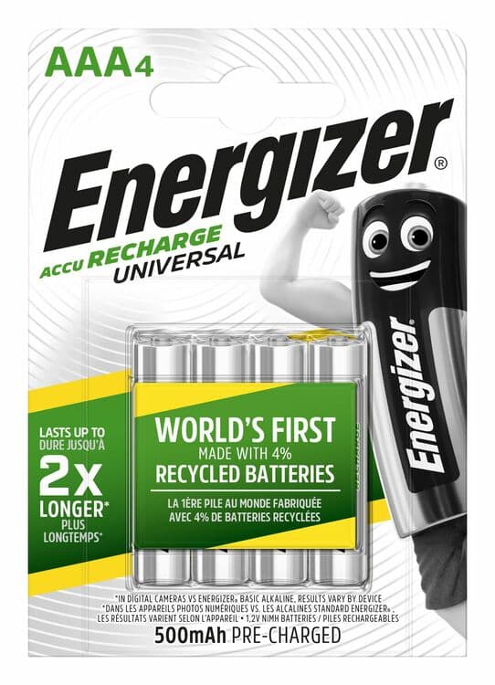 Батерия Energizer Universal HR03 AAA 500mAh / блистер 4 броя 