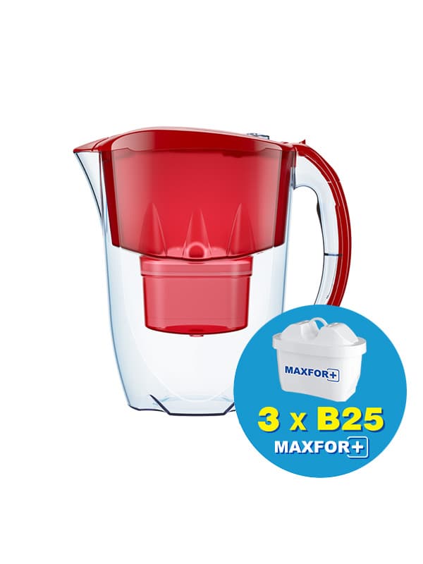 Филтрираща кана Aquaphor Jasper MFP 2.8л червена + 3 филтъра