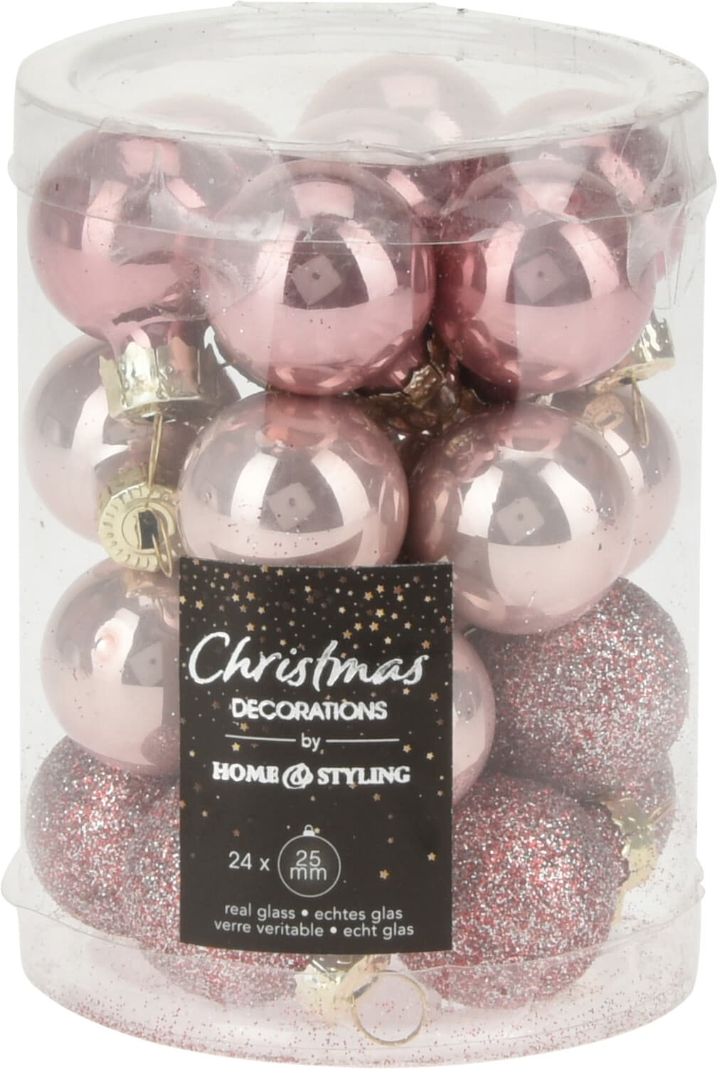 Коледни топки Pink 2,5см / 24 броя