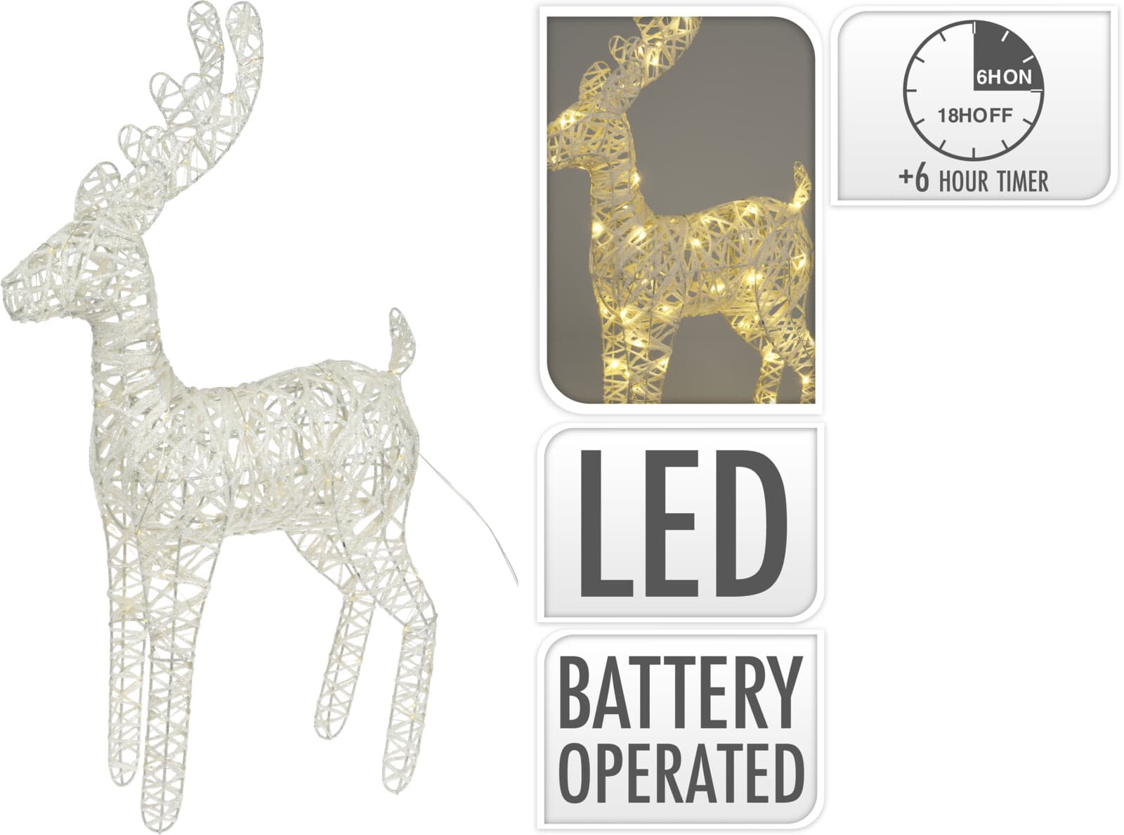 Коледен светещ елен 40 LED 37см
