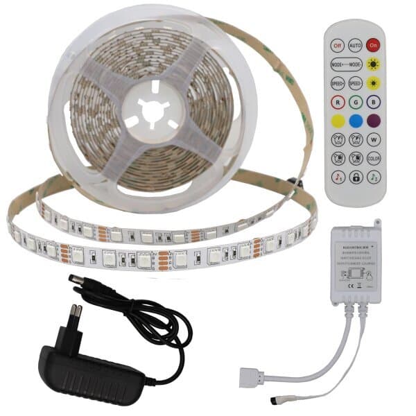 Комплект LED 60 RGB лента Optonica с адаптер, IR контролер и дистанционно