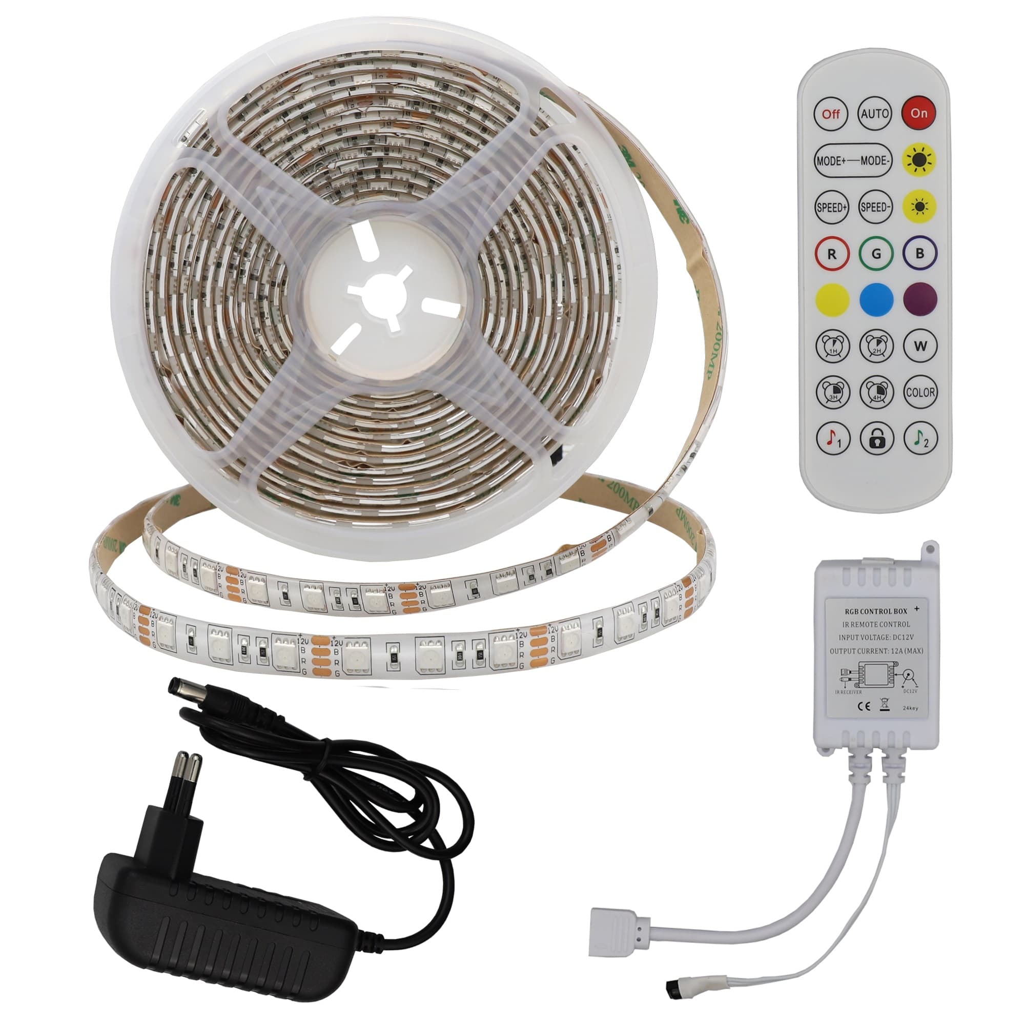 Комплект 60 LED RGB лента Optonica с адаптер, IR контролер и дистанционно