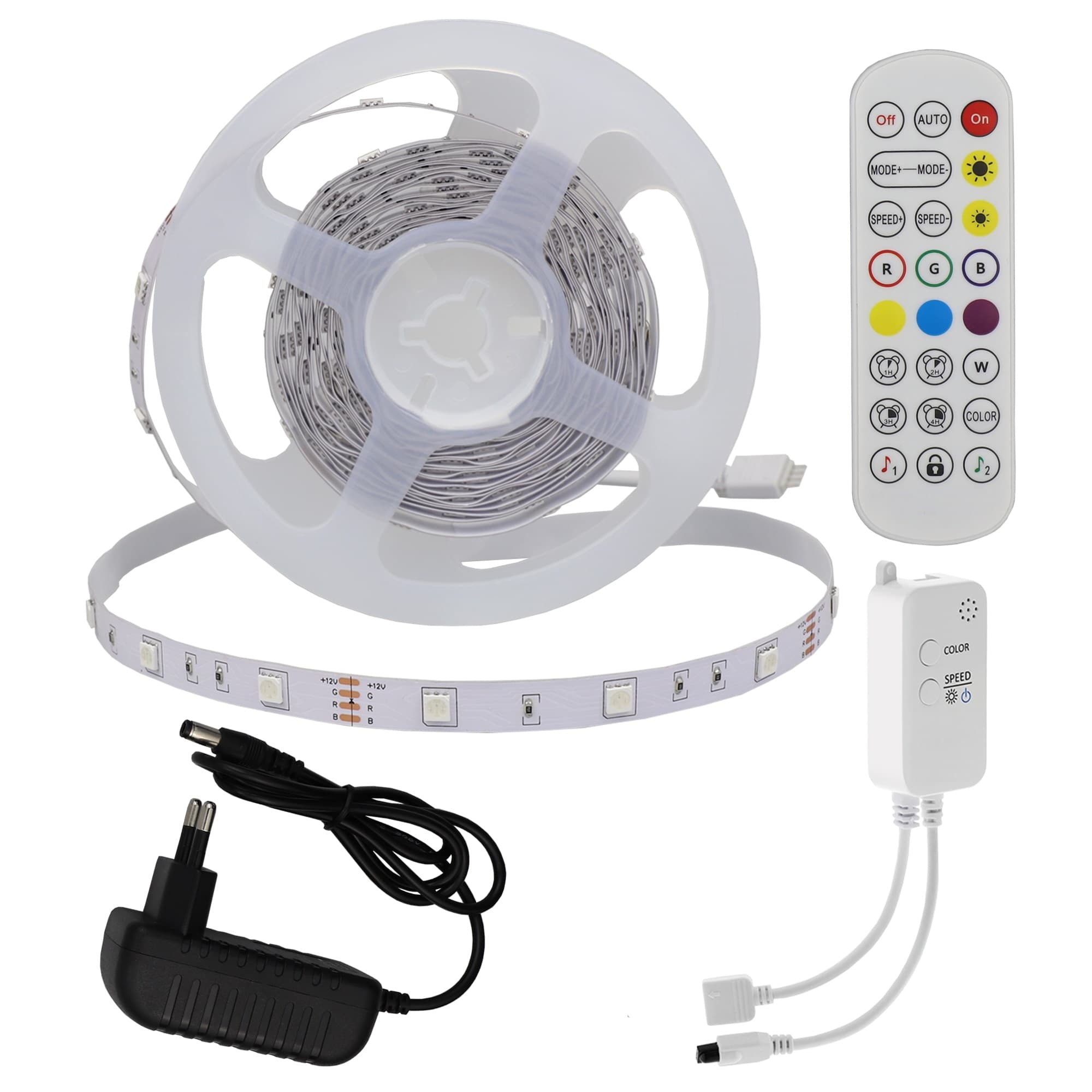 Комплект 30 LED RGB лента Optonica с адаптер, Bluetooth музика и дистанционно