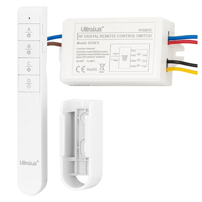 Триканален ключ с RF дистанционно управление UltraLux 220V AC