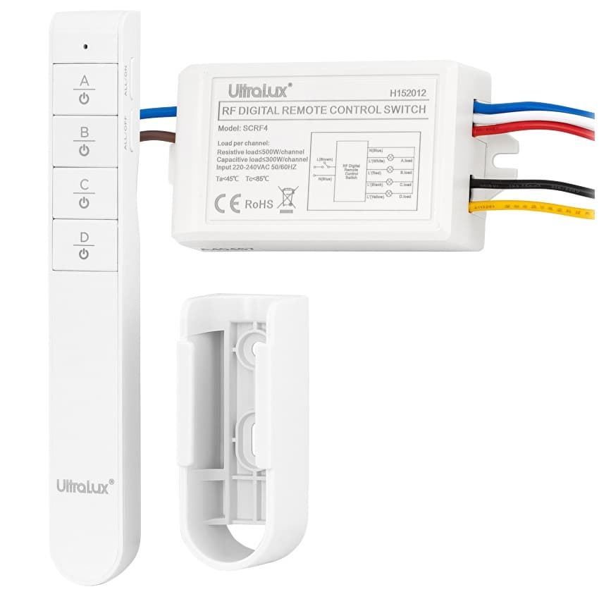 Четириканален ключ с RF дистанционно управление UltraLux 220V AC