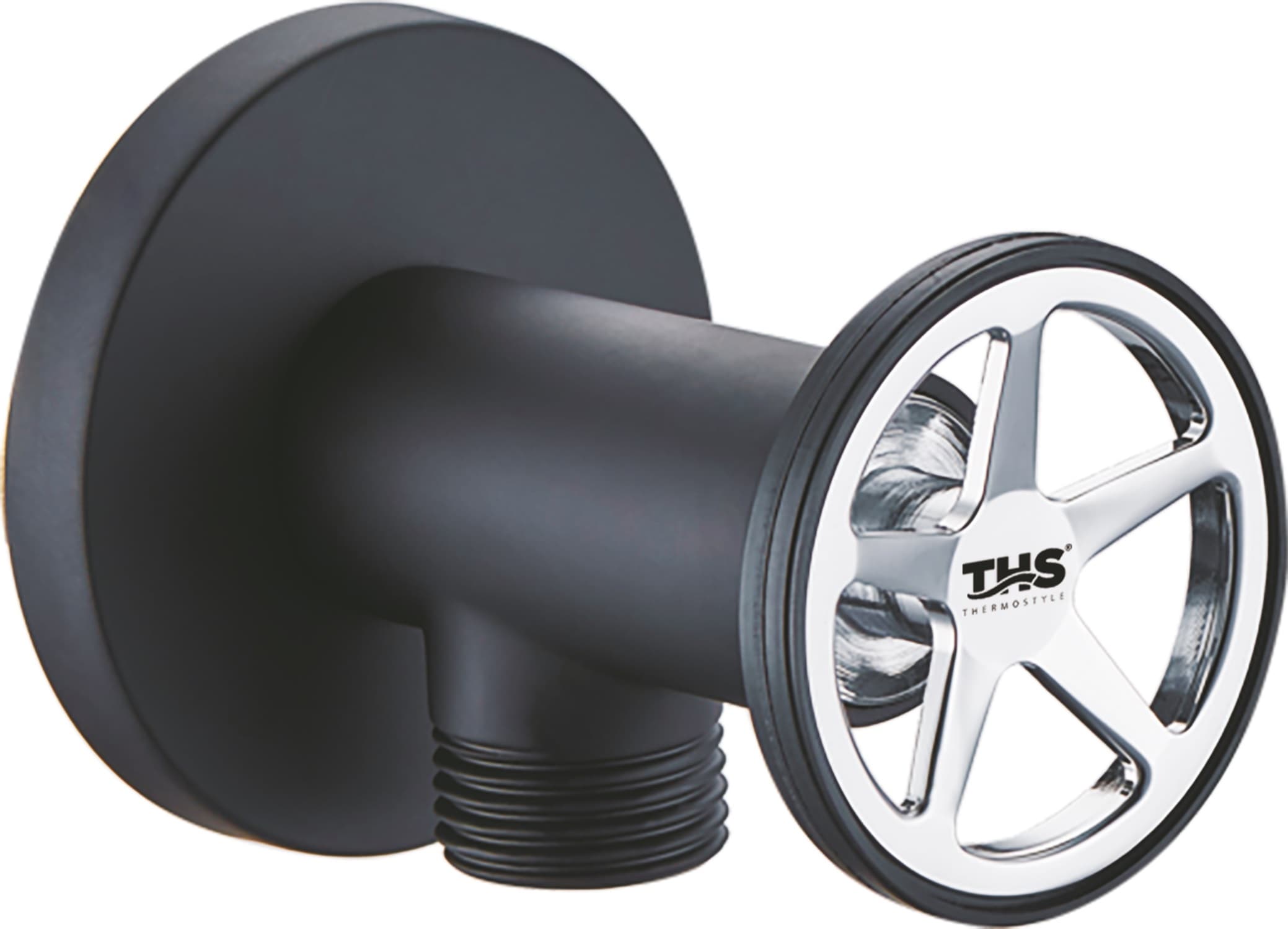 Спирателен кран THS 1/2x1/2" Black Oval с розетка и керамичен механизъм
