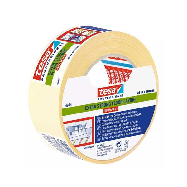 Двойнолепяща лента на текстилна основа Tesa PRO Super Power 25м x 50мм