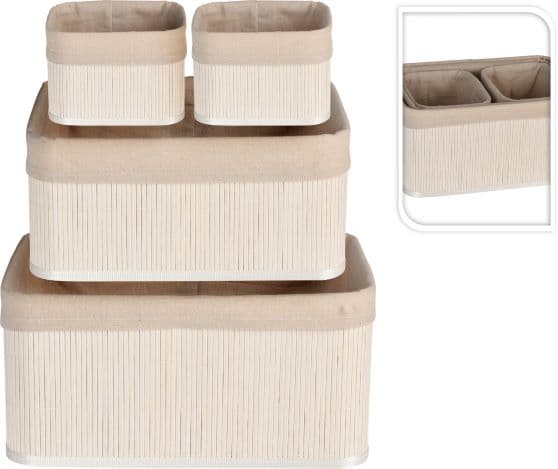 Кошница за съхранение Bamboo White 4 броя 