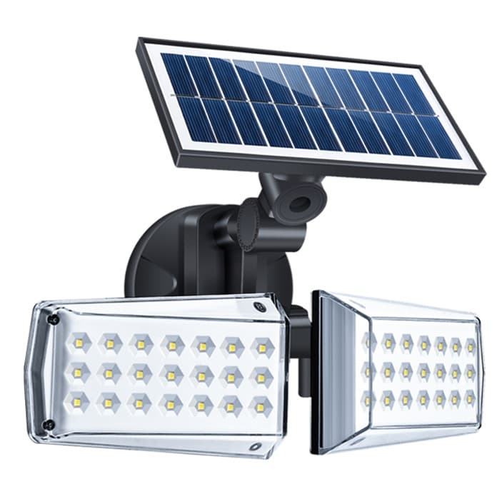 LED соларен прожектор с датчик за движение / две секции 20W 6000-6500K IP65