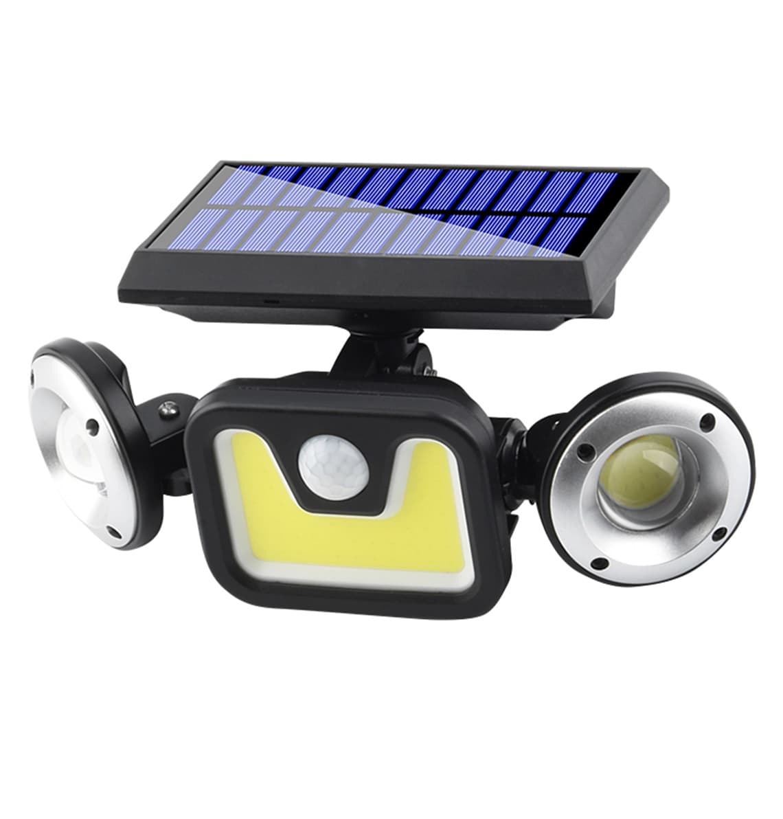 LED соларен прожектор с датчик за движение / три секции 15W COB 6000-6500K IP65