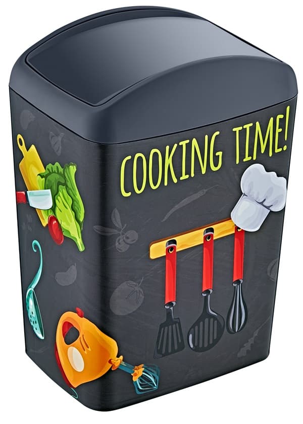 Кош за смет с люлеещ капак декор Cooking 5 л