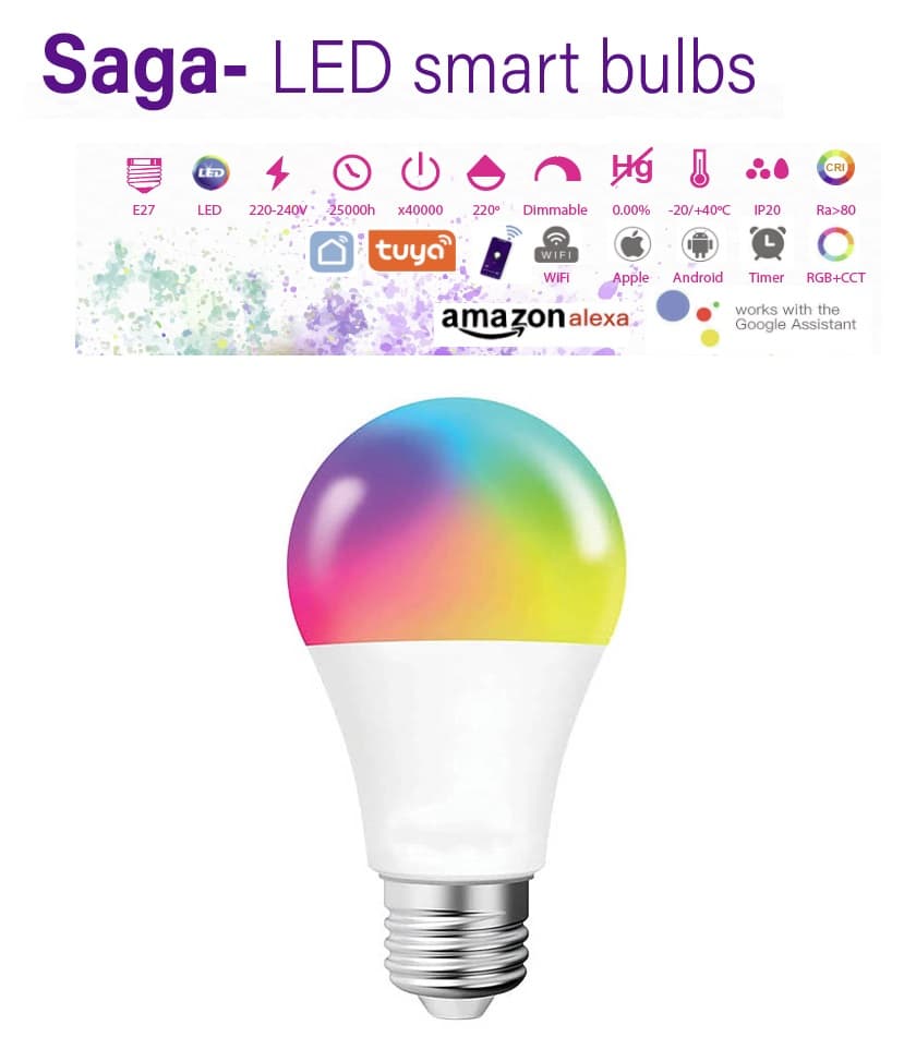 LED Smart крушка Vito Saga 10W A60 E27 RGB+W WiFi