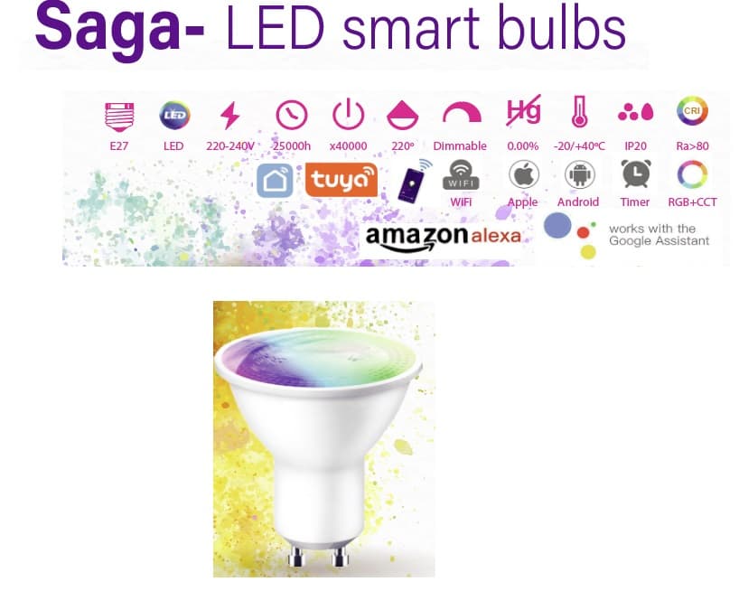 LED Smart крушка Vito Saga 6W GU10 RGB+W WiFi