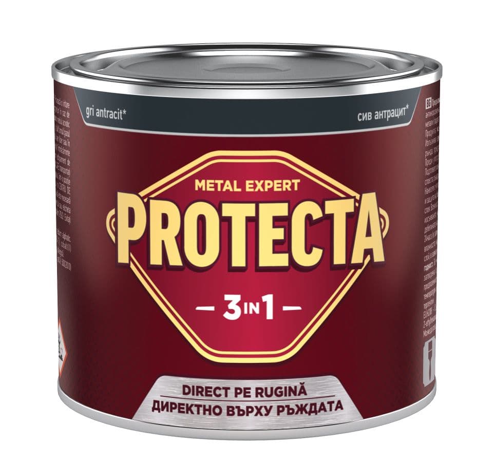 Ръждопреобразувател грунд Protecta 3in1 сив антрацит 500мл