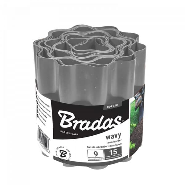 Ограничител за трева Bradas зиг-заг 15см x 9м / Сив