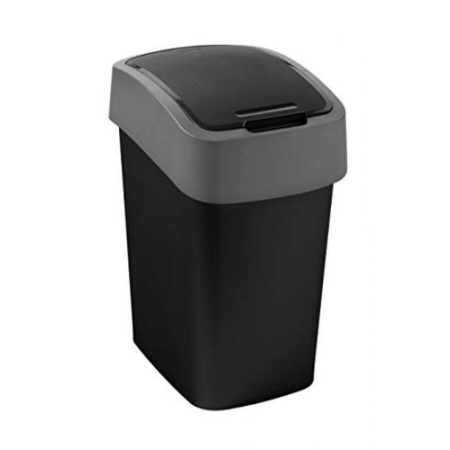 Пластмасов кош за отпадъци Curver Pacific Flip Bin 229418 Черен/силвер 9 л