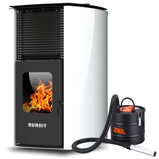 Пелетна камина Burnit Advant V2 25 с водна риза / 25 kW бяла + прахосмукачка за пепел