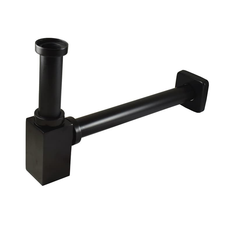 Бутилков квадратен сифон за мивка без витло 1 1/4" Black