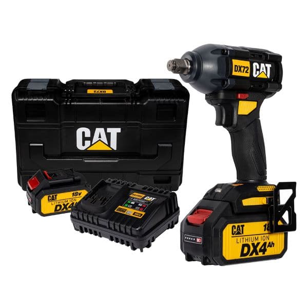 Акумулаторен безчетков гайковерт CAT DX72 18V 350Nm с батерии, зарядно и куфар