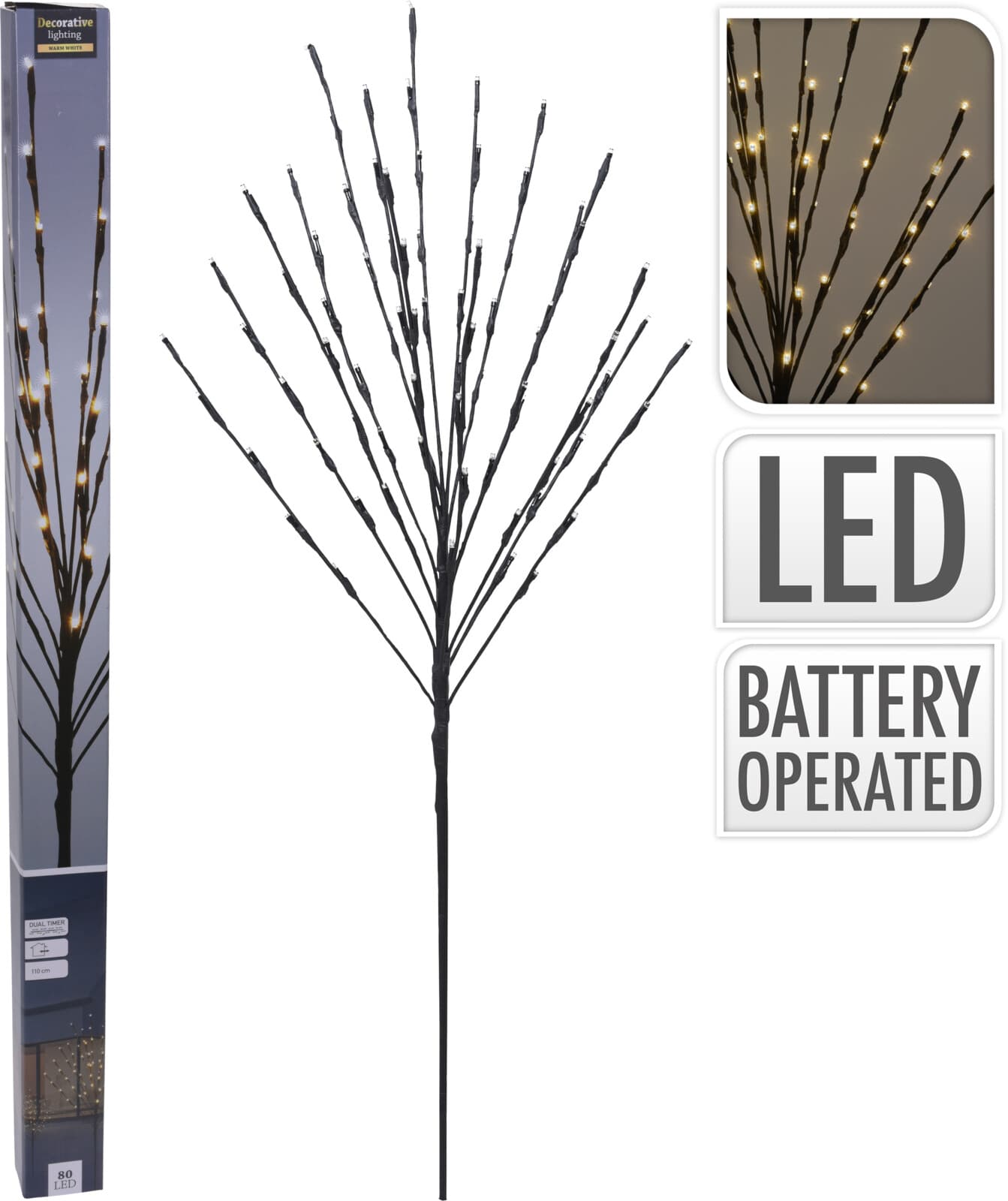 Коледно светещо дърво 110см / 80 LED топла светлина