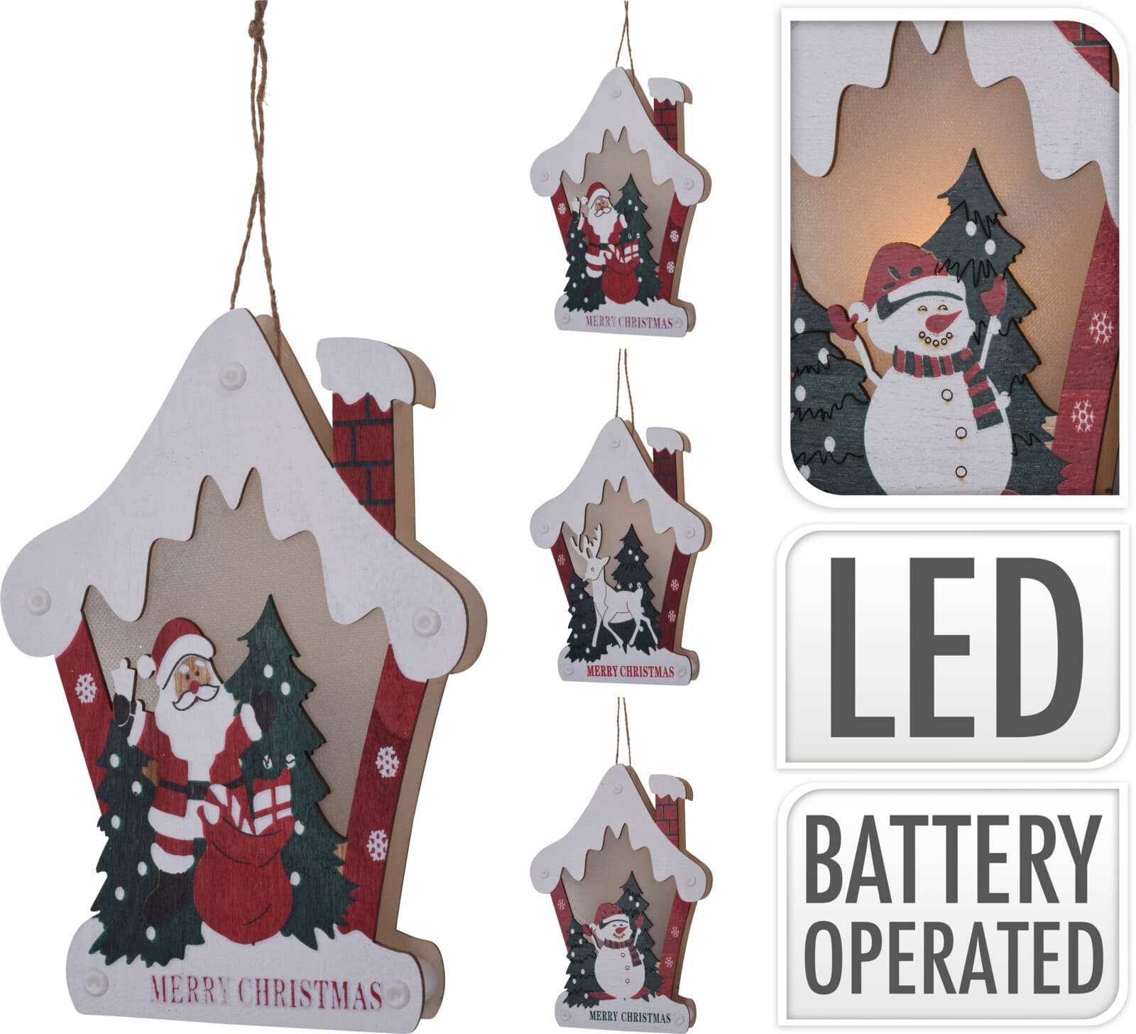 Коледна декорация Светеща къщичка за закачване 21 LED 