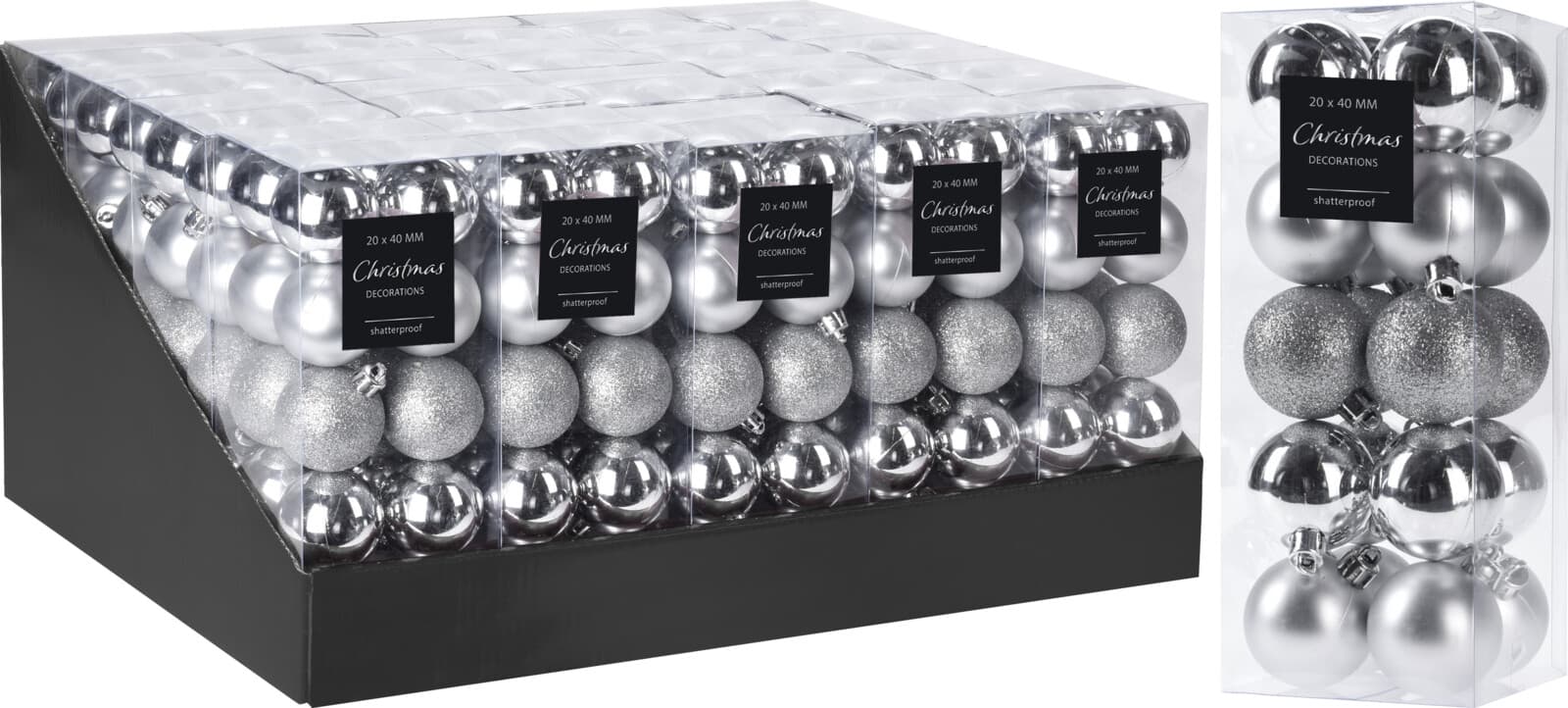 Коледни топки Silver 4см / 20 броя