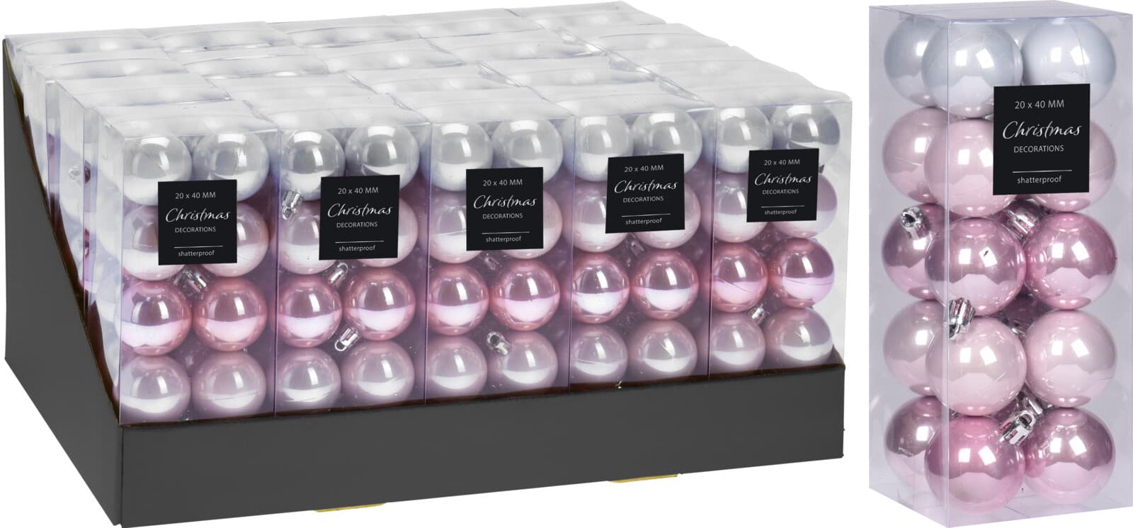 Коледни топки Whisper pink 4см / 20 броя