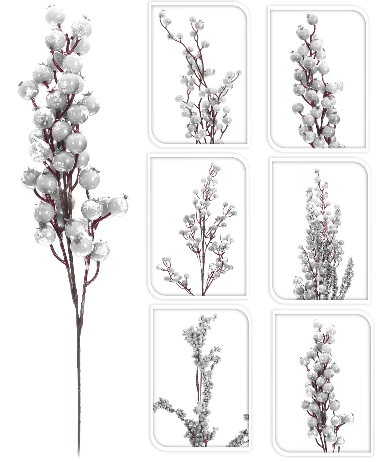 Коледно клонче 37см White berries 