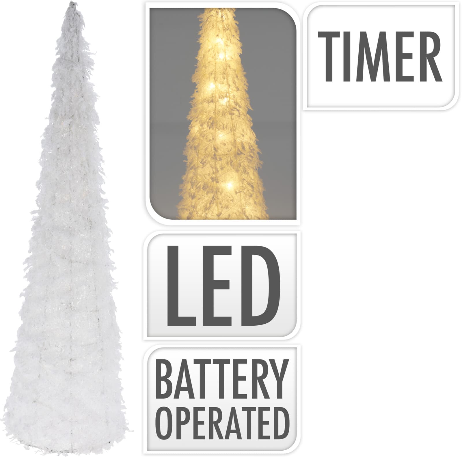 Коледна елха Конус 15 LED 40см бяла