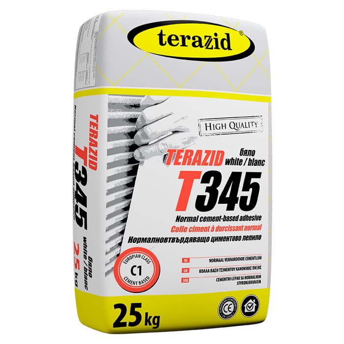 Циментово лепило за фаянс и гранитогрес Terazid T345 бяло 25кг 