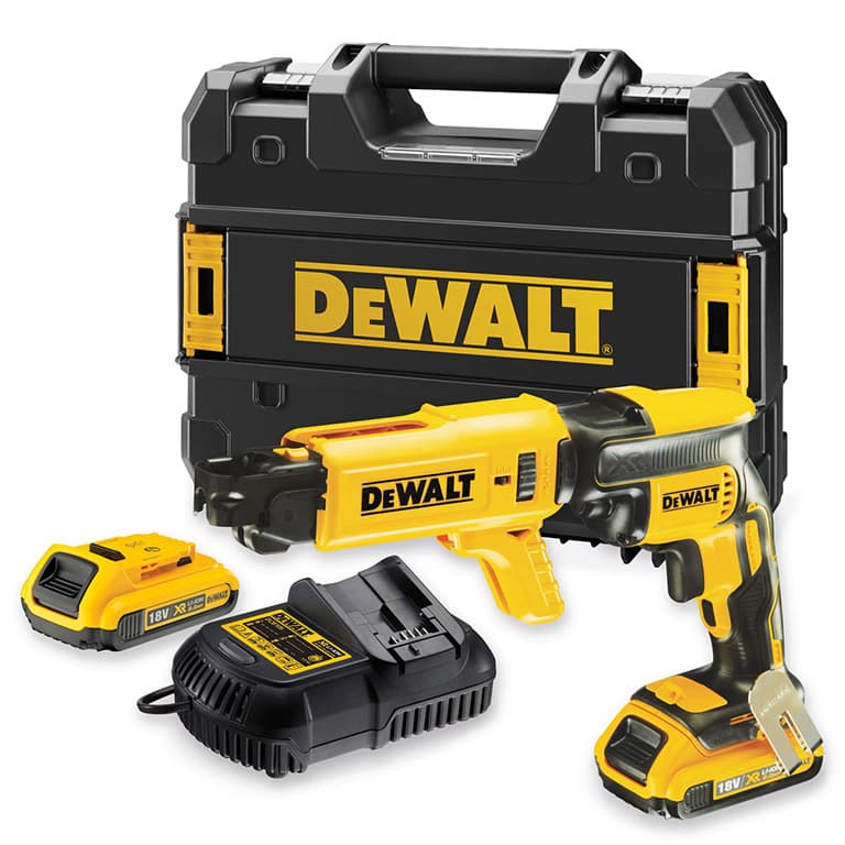 Акумулаторен безчетков винтоверт DeWALT 18V с куфар, 2 батерии, зарядно и пълнител