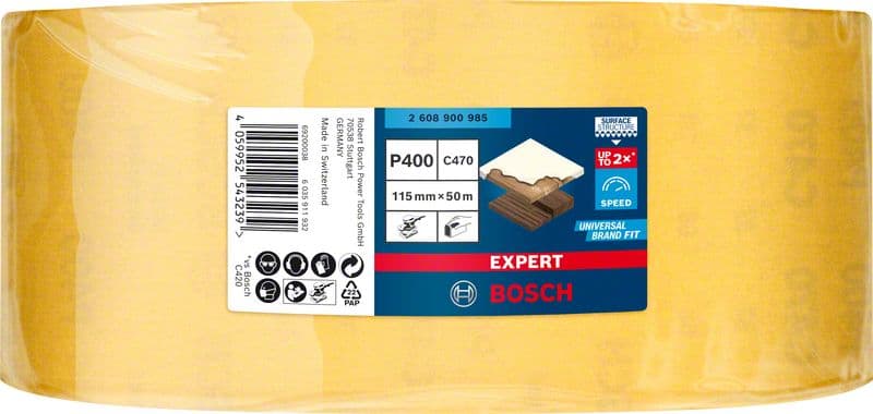 Шкурка на руло за дърво и боя Bosch Expert P400 / 115мм 