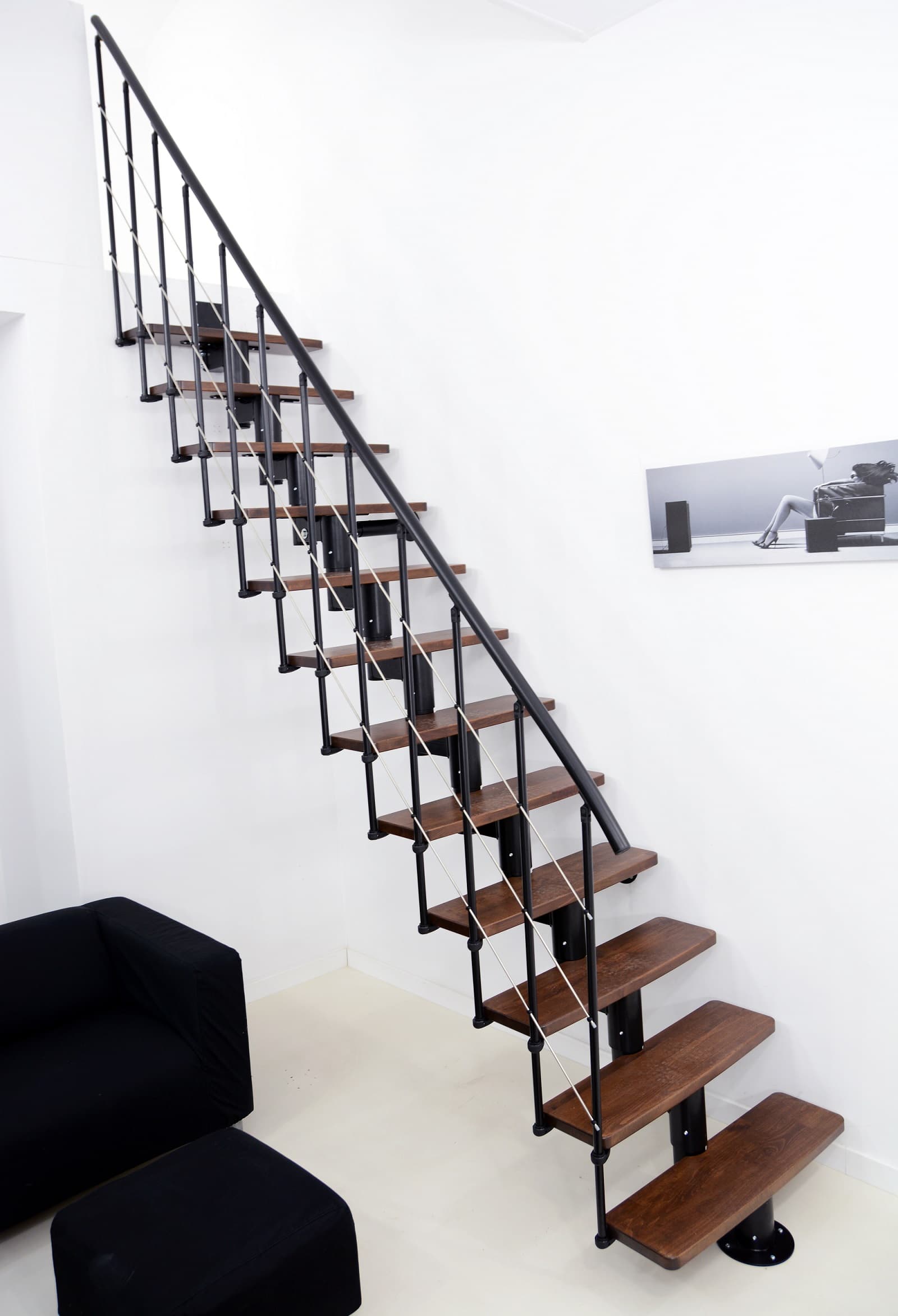 Интериорна стълба Minka Comfort 312см черна
