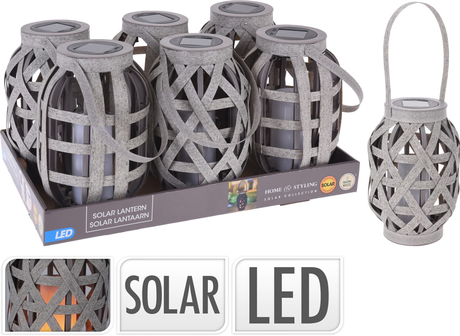 Соларен LED ратанов фенер със свещ CX2100072 / 15х15хH25см
