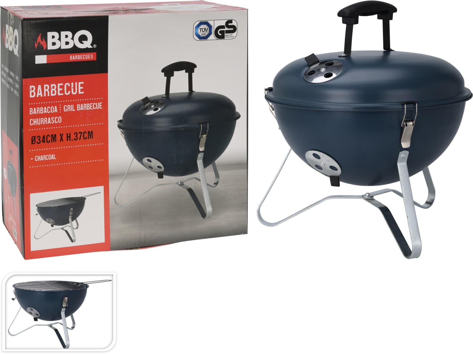 Барбекю на дървени въглища BBQ Spherical Shape ø34хh37см 