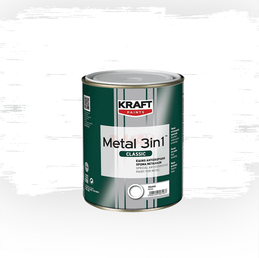 Емайллак 3 в 1 Kraft бял гланц 0.75л