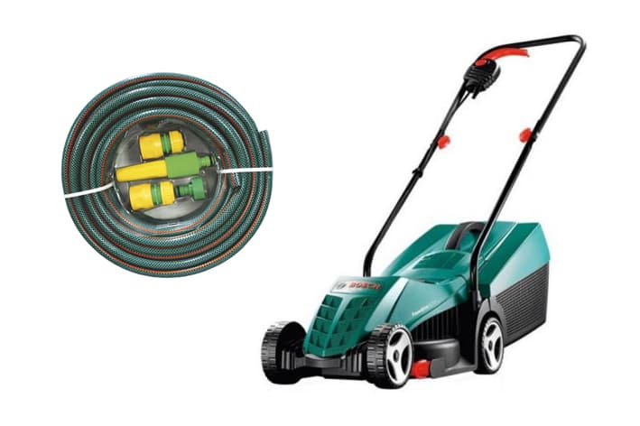 Електрическа косачка Bosch ARM 32 + четирислоен маркуч Greenbos Plus Set ø1/2'' 20м