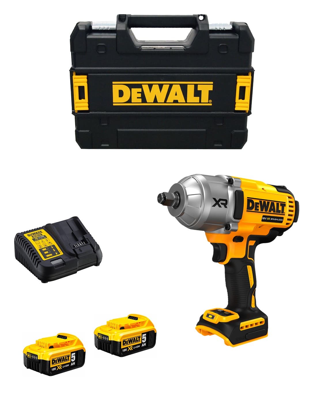 Акумулаторен ударен гайковерт DeWALT DCF900P2T 18V 1898Nm с 2 батерии, зарядно и куфар