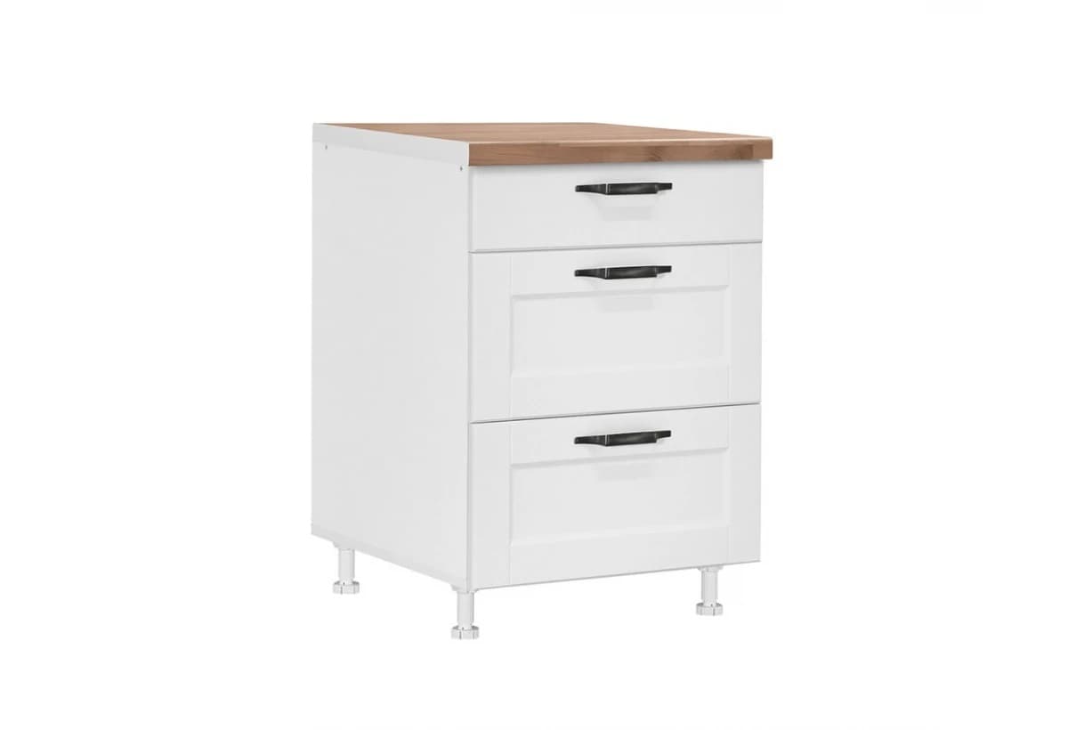 Долен кухненски шкаф с три чекмеджета Matis Contempo D603FB бял